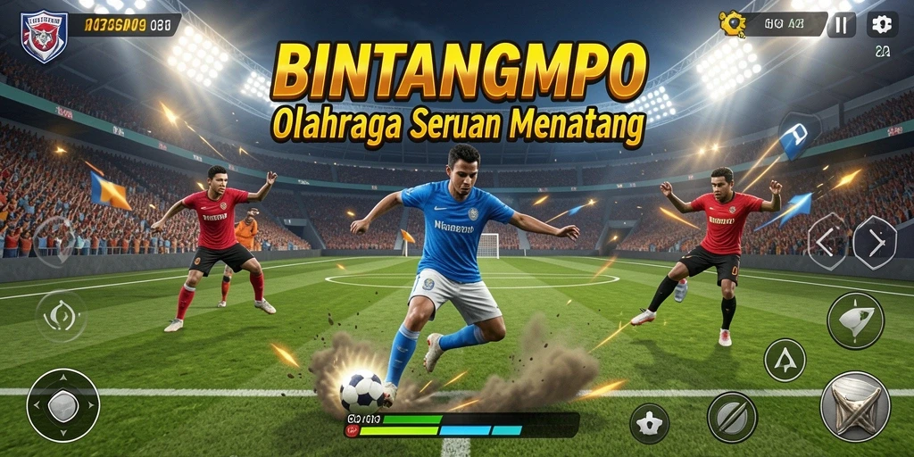 Tangkapan layar BINTANGMPO menampilkan aksi seru di lapangan olahraga.