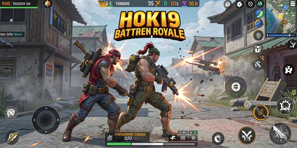 Tampilan aksi seru di HOKI9 saat bertarung dalam Battle Royale.