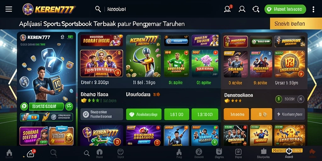 Screenshot KEREN777 menampilkan fitur taruhan olahraga secara real-time.