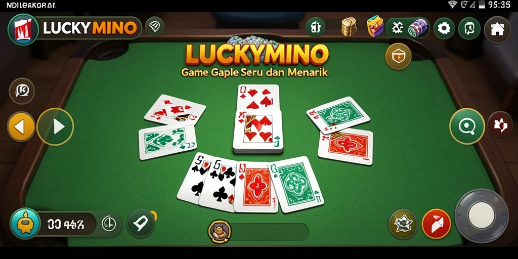 Tampilan gameplay seru LUCKYMINO dalam permainan Gaple.