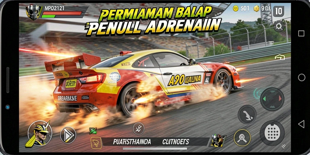 Gameplay seru dalam balapan mobil yang kompetitif.