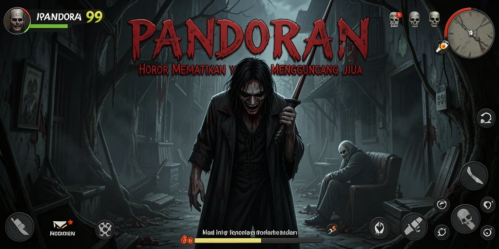 Screenshot gameplay PANDORA99 yang menampilkan suasana mencekam dan menakutkan.