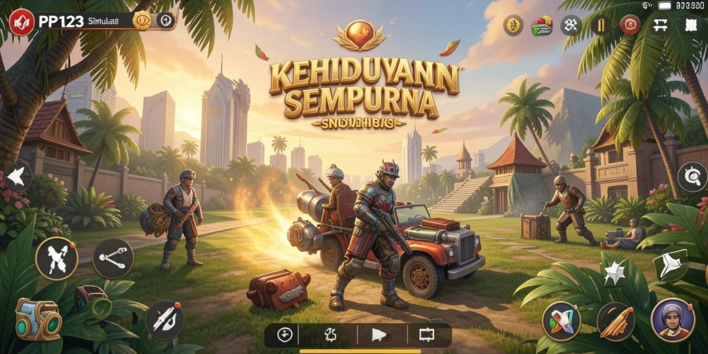Screenshot utama PP123 menampilkan gameplay simulasi yang mendalam dan interaktif.