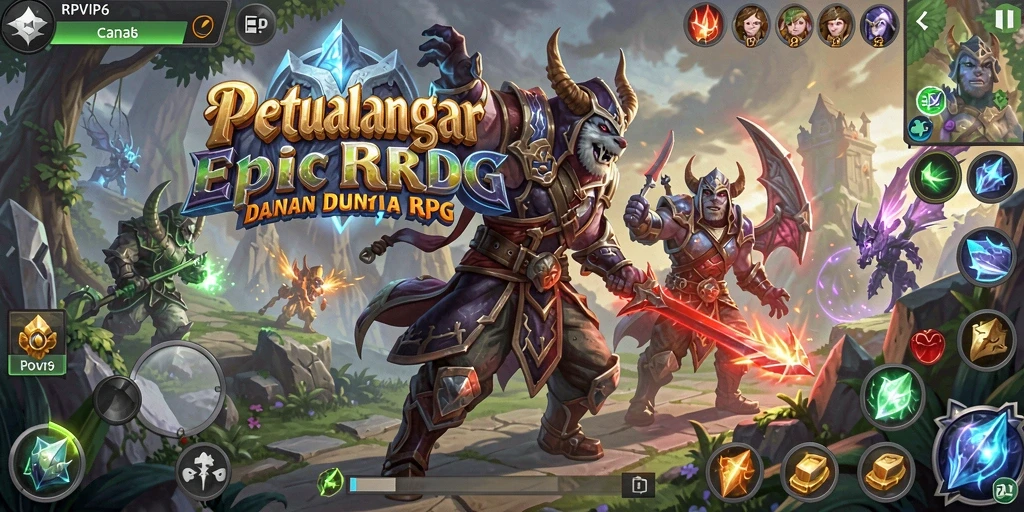Screenshot gameplay RPVIP6 menampilkan aksi seru dalam pertempuran RPG.