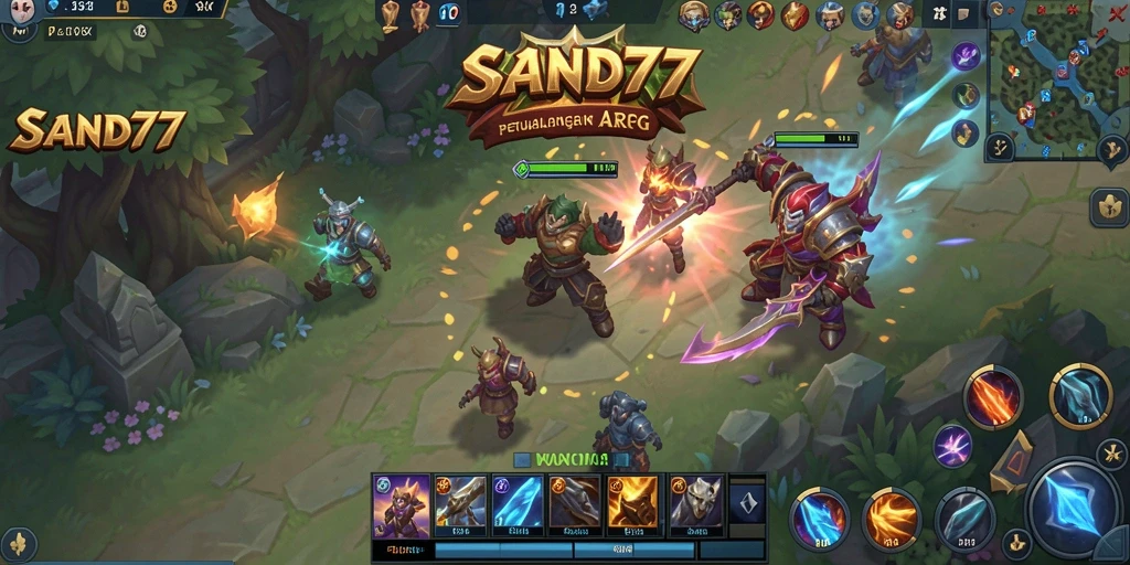 Tampilan gameplay dinamis dari SAND77 dalam dunia ARPG.