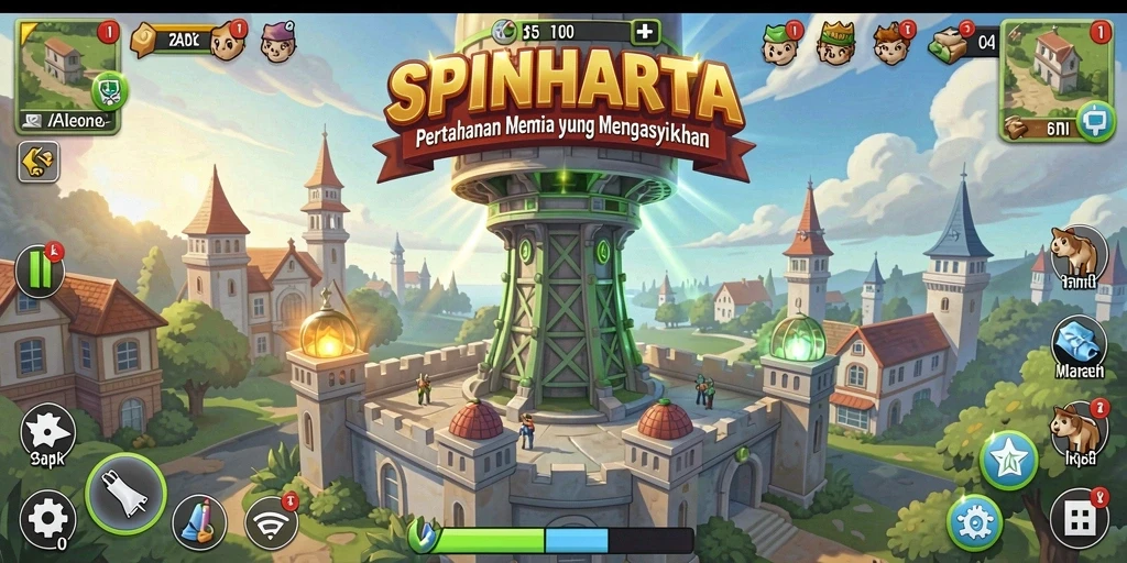 Tampilan gameplay SPINHARTA yang mendebarkan dan strategis.