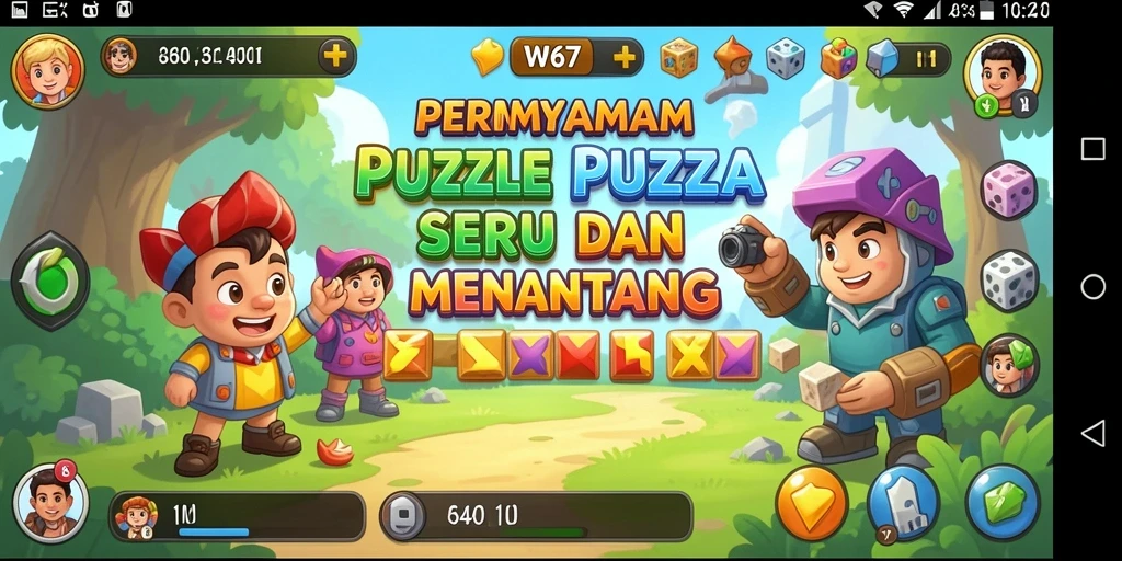 Screenshot W67 menampilkan gameplay puzzle yang seru dan menantang.