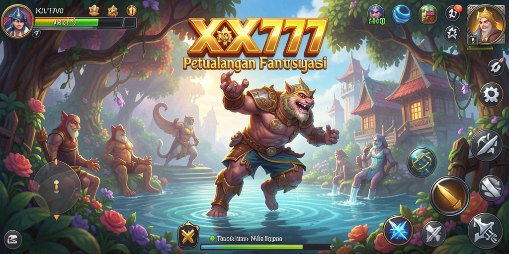 Tampilan gameplay menegangkan di dunia fantasi XXX777.