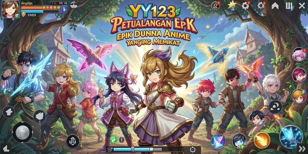 Tampilan gameplay YY123 yang penuh warna dan dinamis.